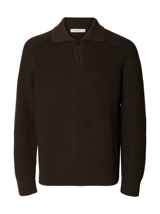 Polo Pim en maille de coton bio, coloris brun Delicioso, vue de face
