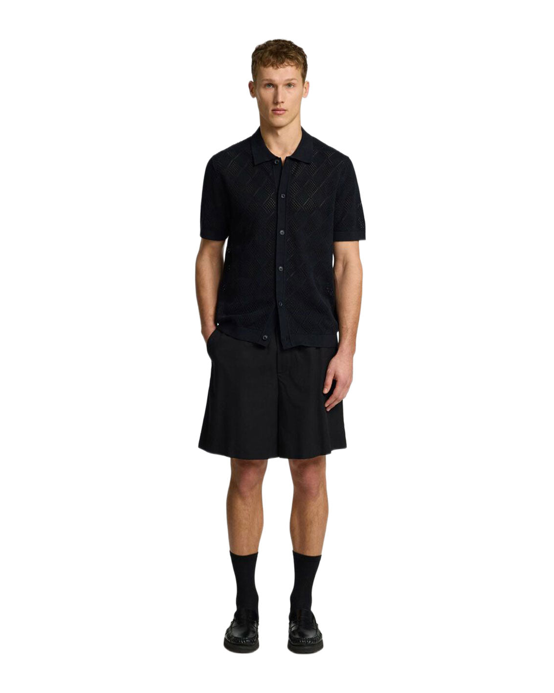 Arco SS Knit Structure Polo Cardigan