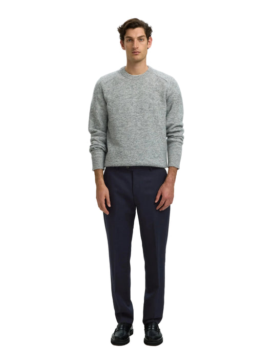 Pantalon de tailleur Selected REG-BJORN en laine bleu Dark Sapphire, vue de face en pied