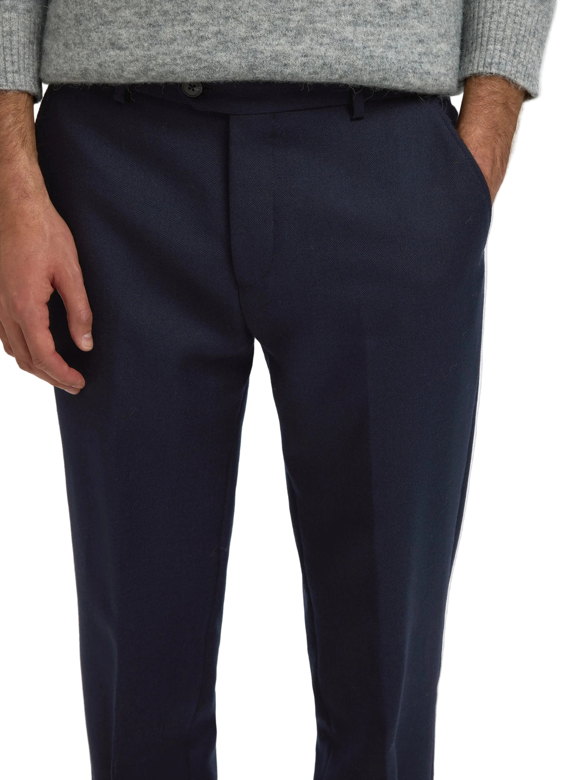 Pantalon de tailleur Selected REG-BJORN en laine bleu Dark Sapphire, détail du tissu