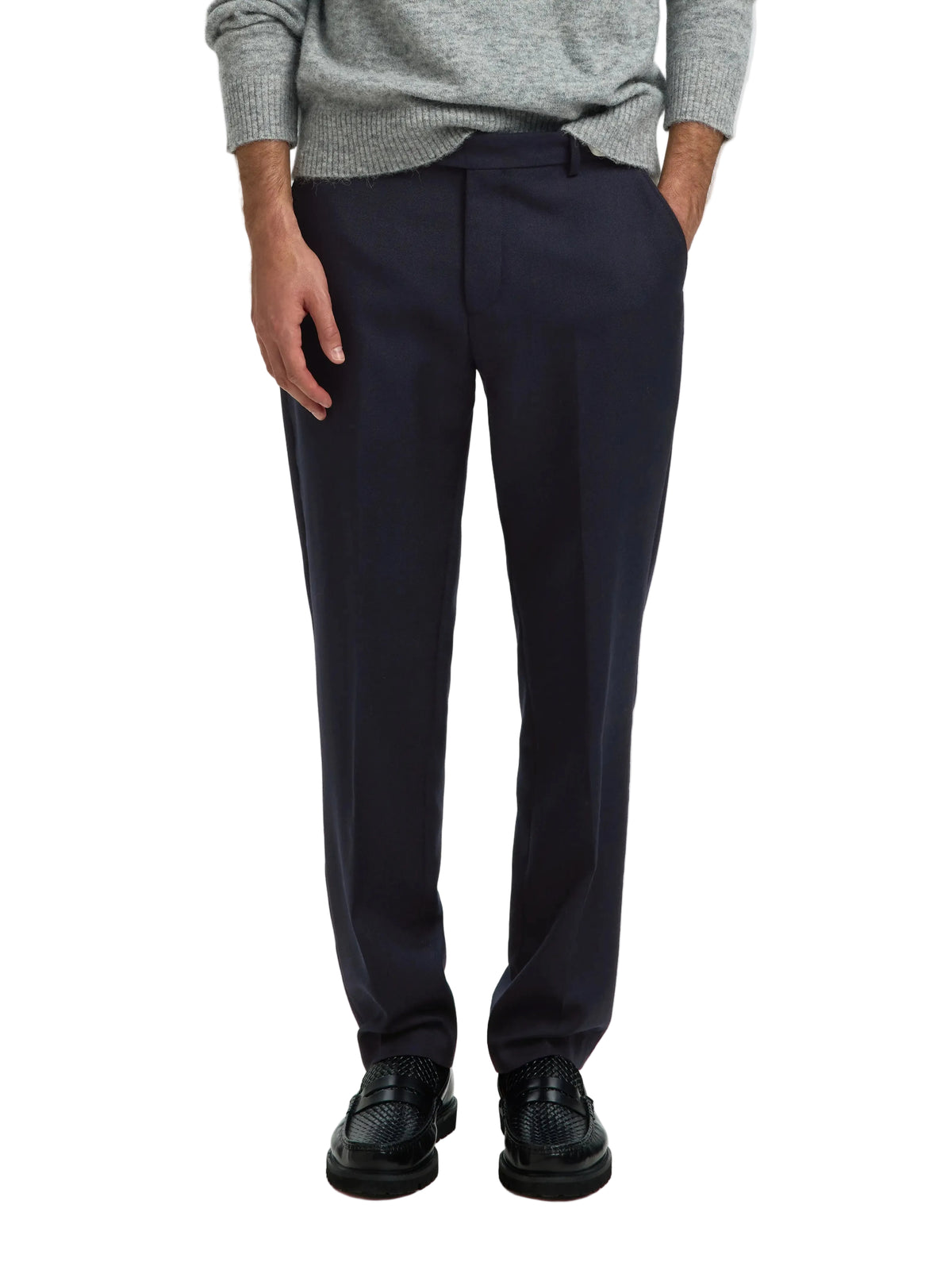 Pantalon de tailleur Selected REG-BJORN en laine bleu Dark Sapphire, autre vue de face