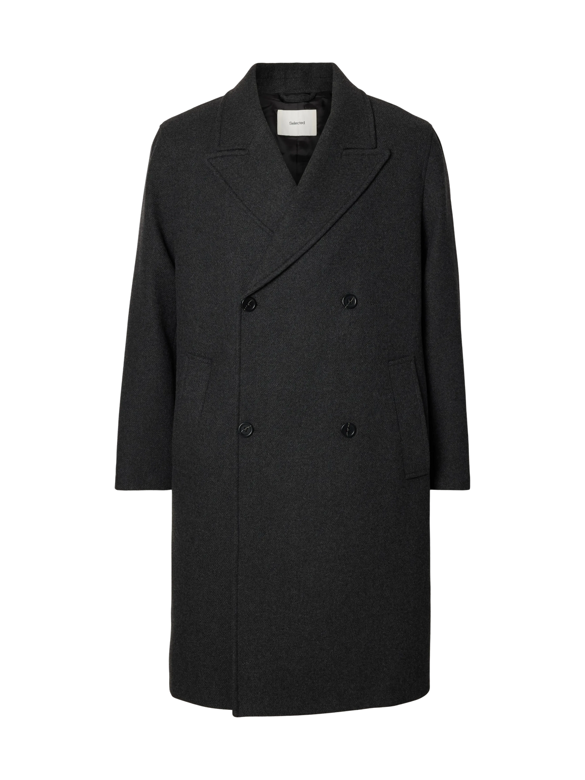 Manteau Sergio Manteco Coat Selected, coloris Dark Grey Melange, vue de face