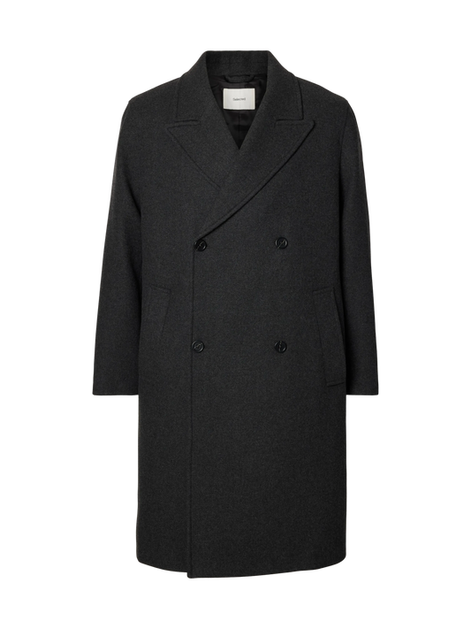 Manteau Sergio Manteco Coat Selected, coloris Dark Grey Melange, vue de face