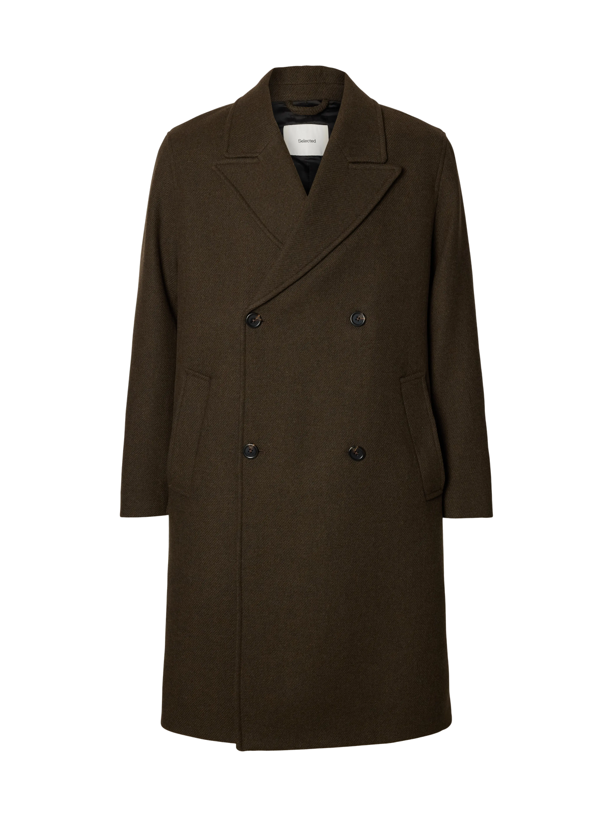 Manteau Sergio Manteco Coat Selected, coloris Peat, vue de face