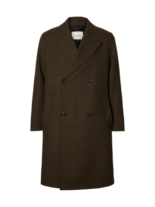Manteau Sergio Manteco Coat Selected, coloris Peat, vue de face