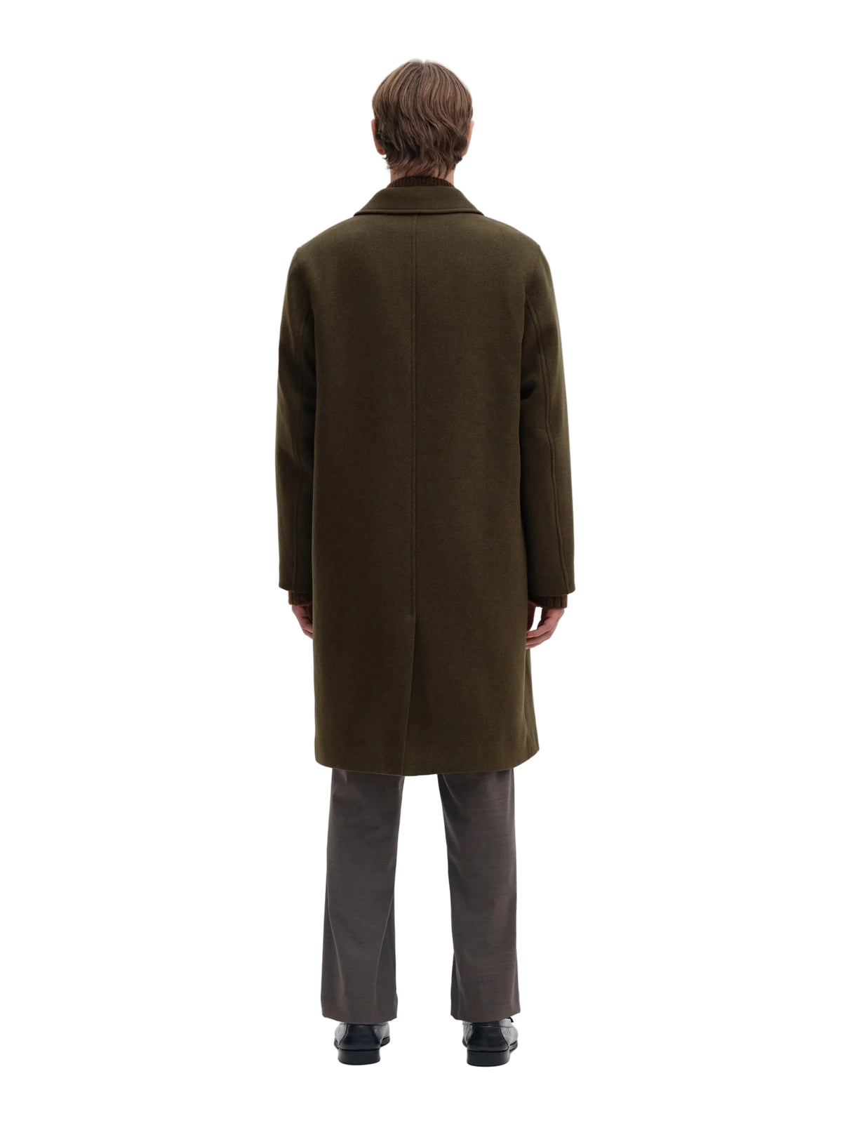 Manteau Sergio Manteco Coat Selected, coloris Peat, vue de dos