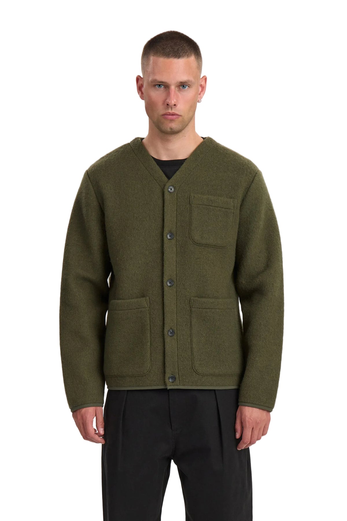 SIGURD BOILED WOOL OVERSHIRT, Forest night - Anerkjendt