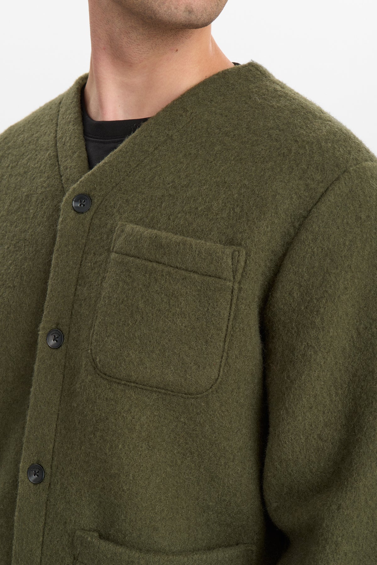 SIGURD BOILED WOOL OVERSHIRT, Forest night - Anerkjendt