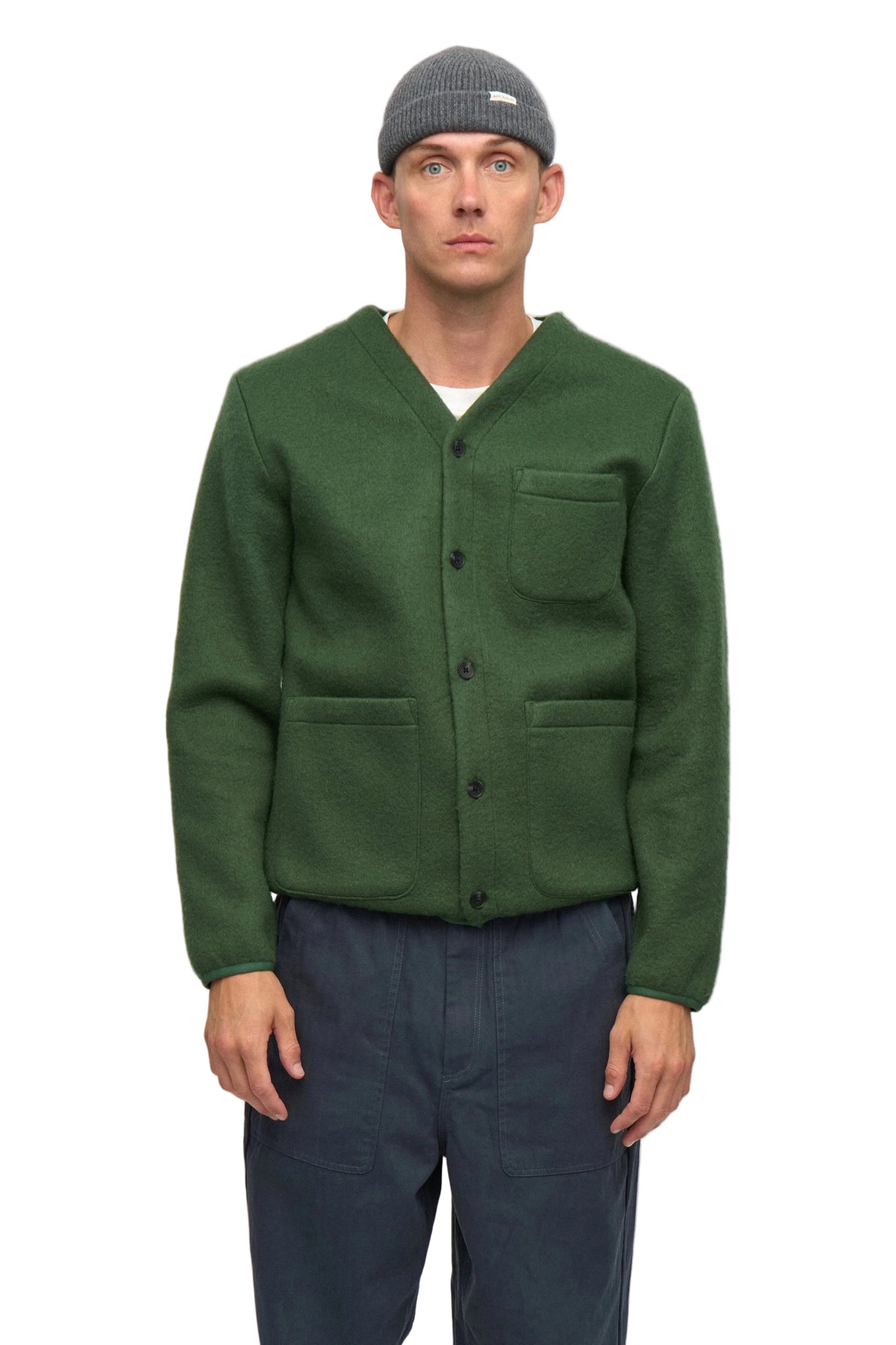 SIGURD BOILED WOOL OVERSHIRT, Hunter Green - Anerkjendt