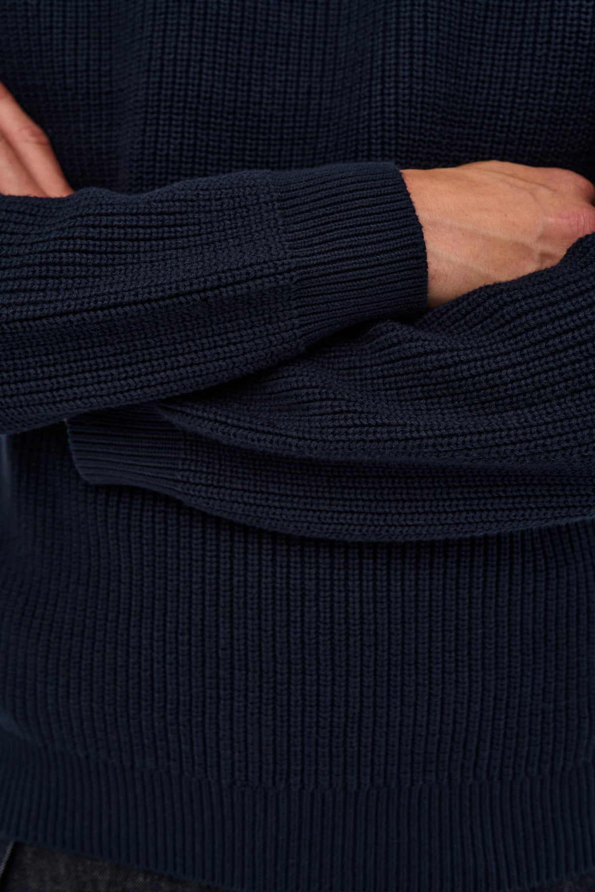 SUNE PATENT HALF ZIP KNIT, Sky Captain - Anerkjendt