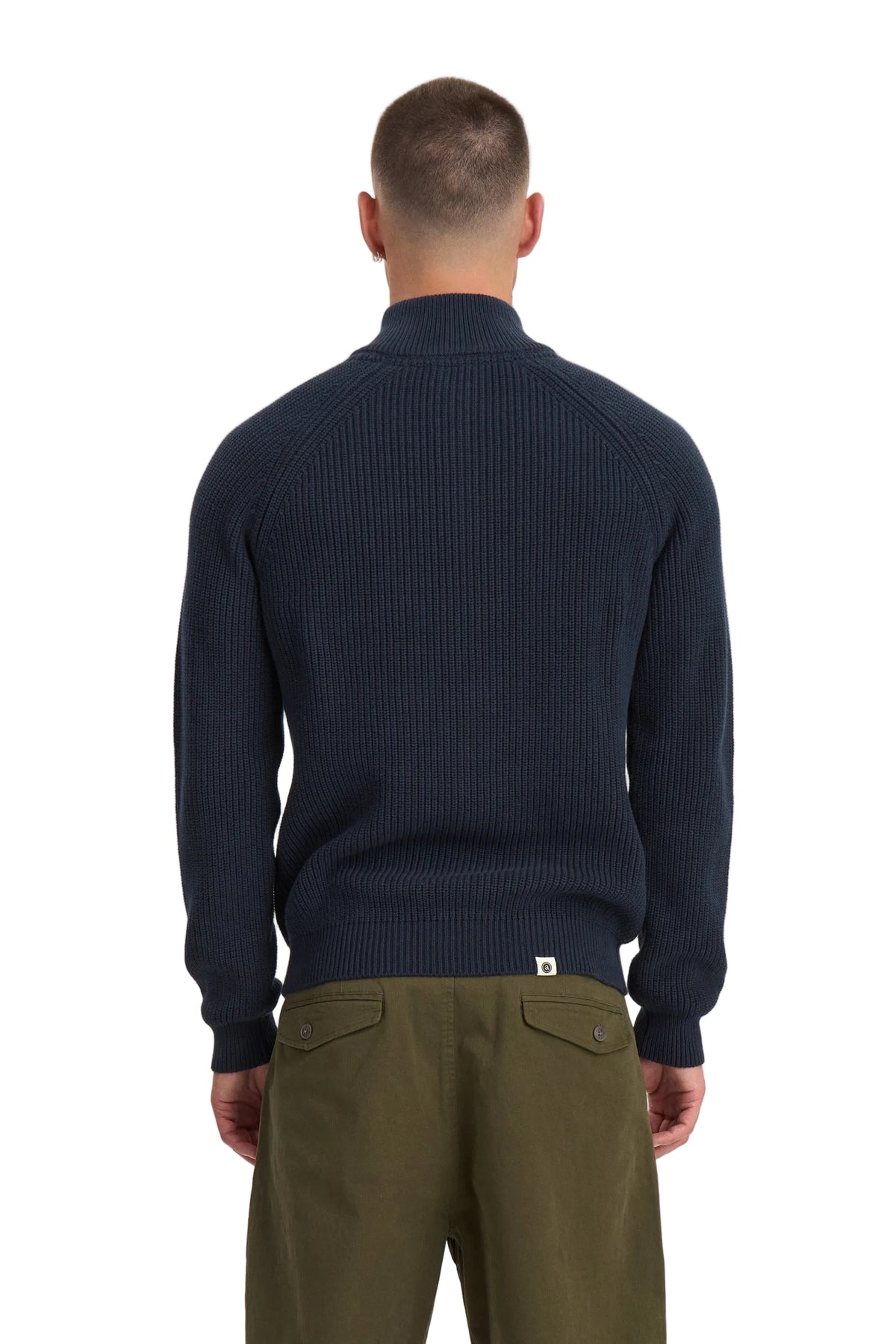 SUNE PATENT HALF ZIP KNIT, Sky Captain - Anerkjendt