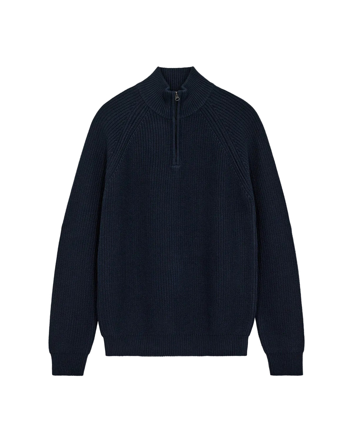 SUNE PATENT HALF ZIP KNIT, Sky Captain - Anerkjendt