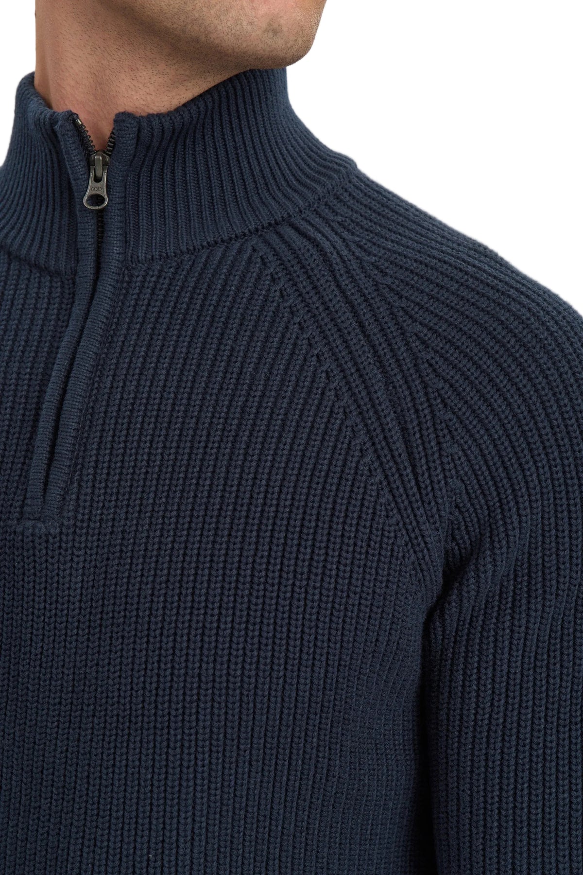 SUNE PATENT HALF ZIP KNIT, Sky Captain - Anerkjendt