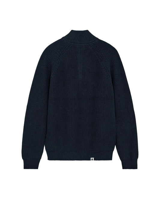 SUNE PATENT HALF ZIP KNIT, Sky Captain - Anerkjendt