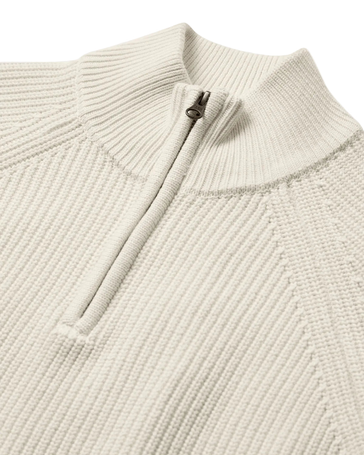 SUNE PATENT HALF ZIP KNIT, Tofu - Anerkjendt
