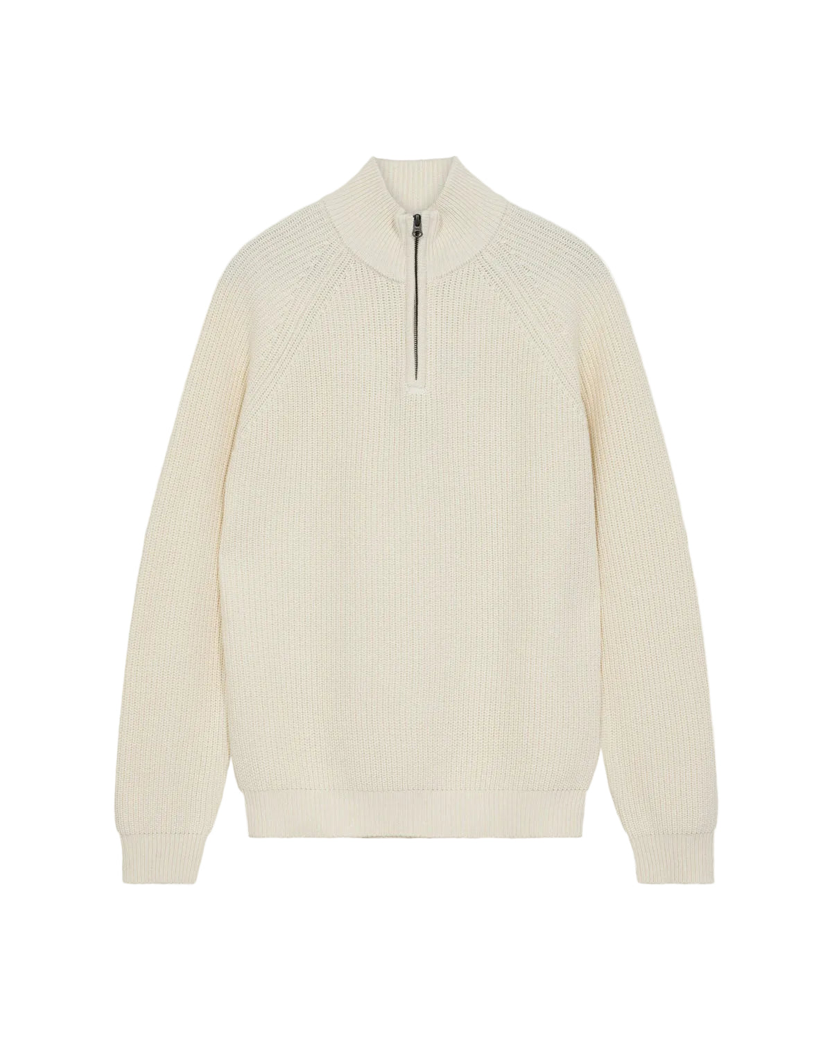 SUNE PATENT HALF ZIP KNIT, Tofu - Anerkjendt