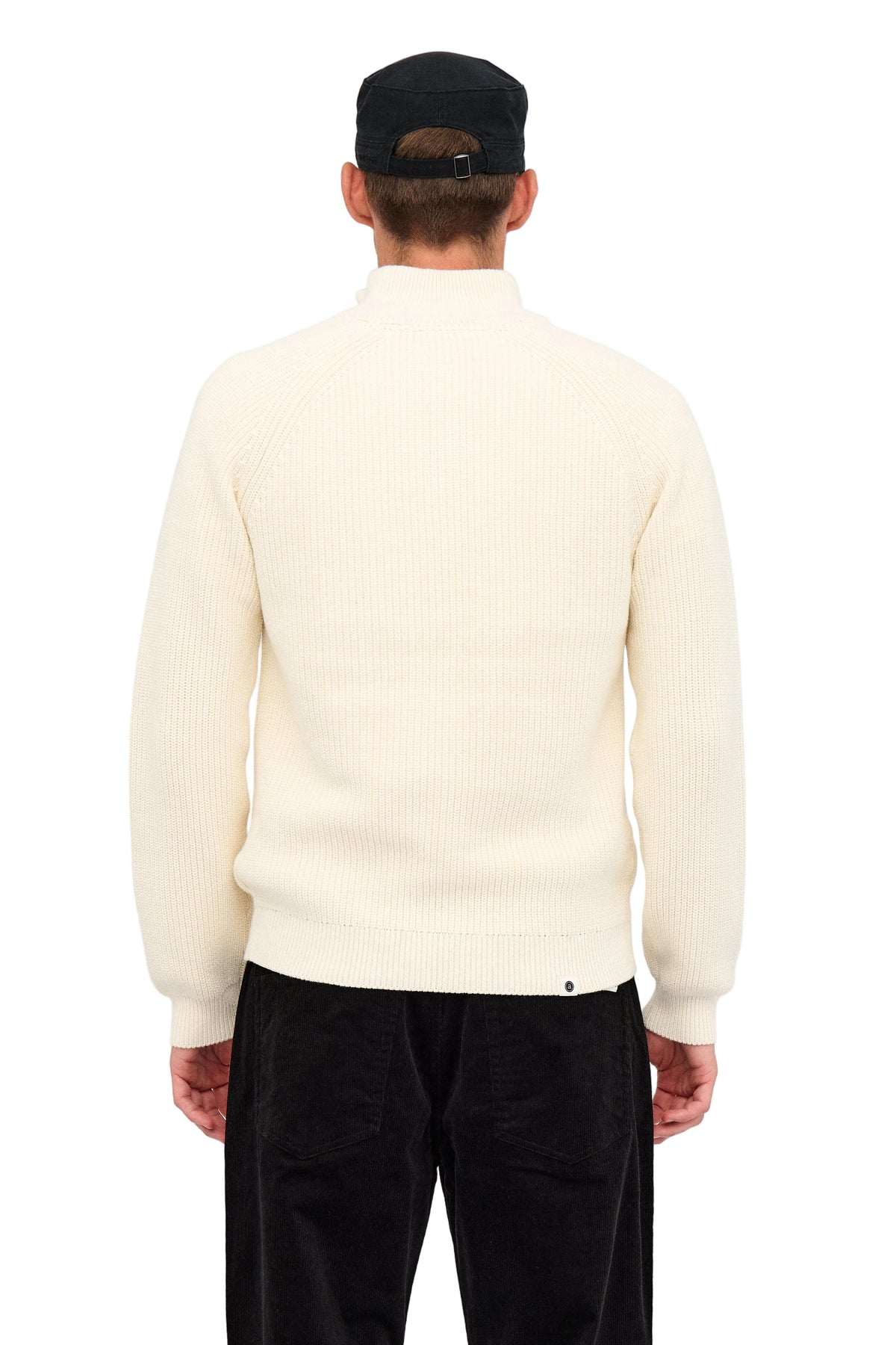 SUNE PATENT HALF ZIP KNIT, Tofu - Anerkjendt