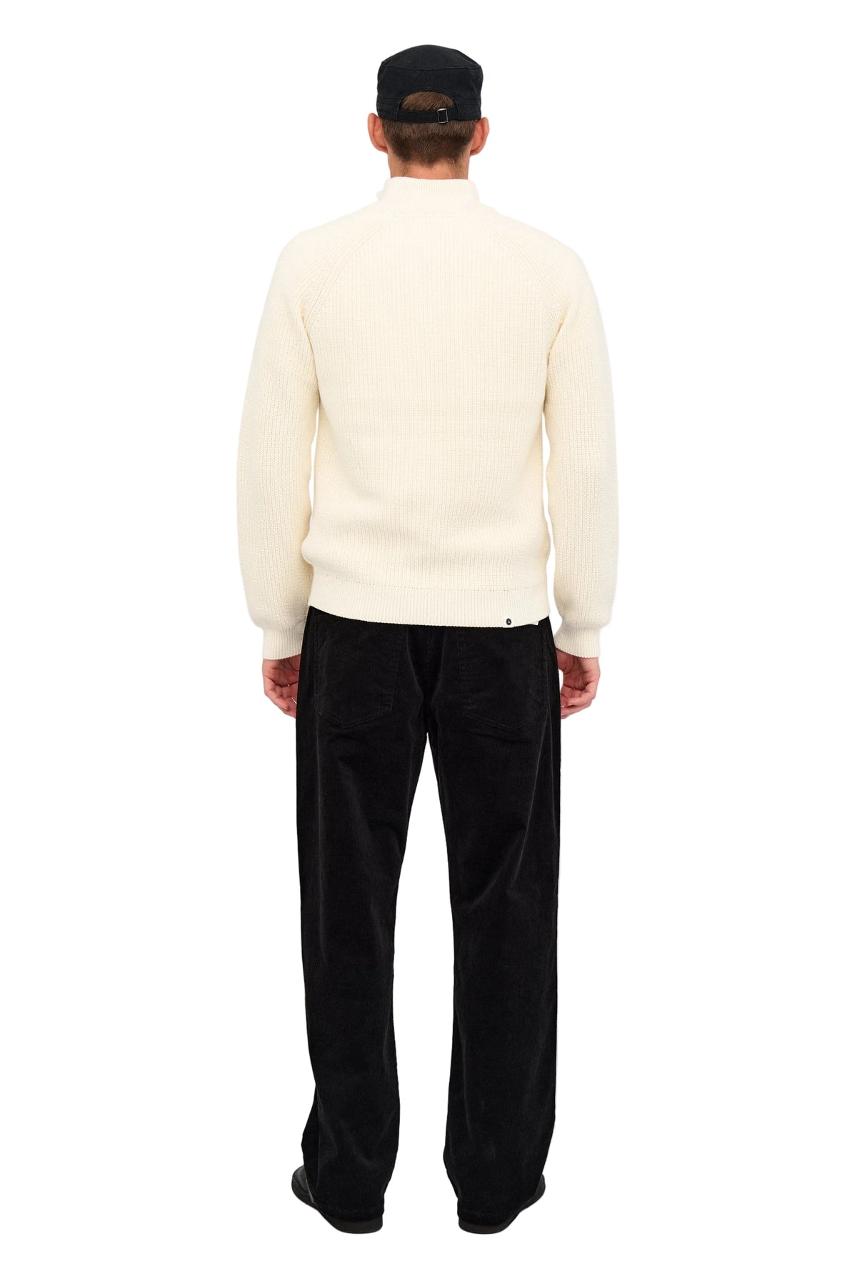 SUNE PATENT HALF ZIP KNIT, Tofu - Anerkjendt