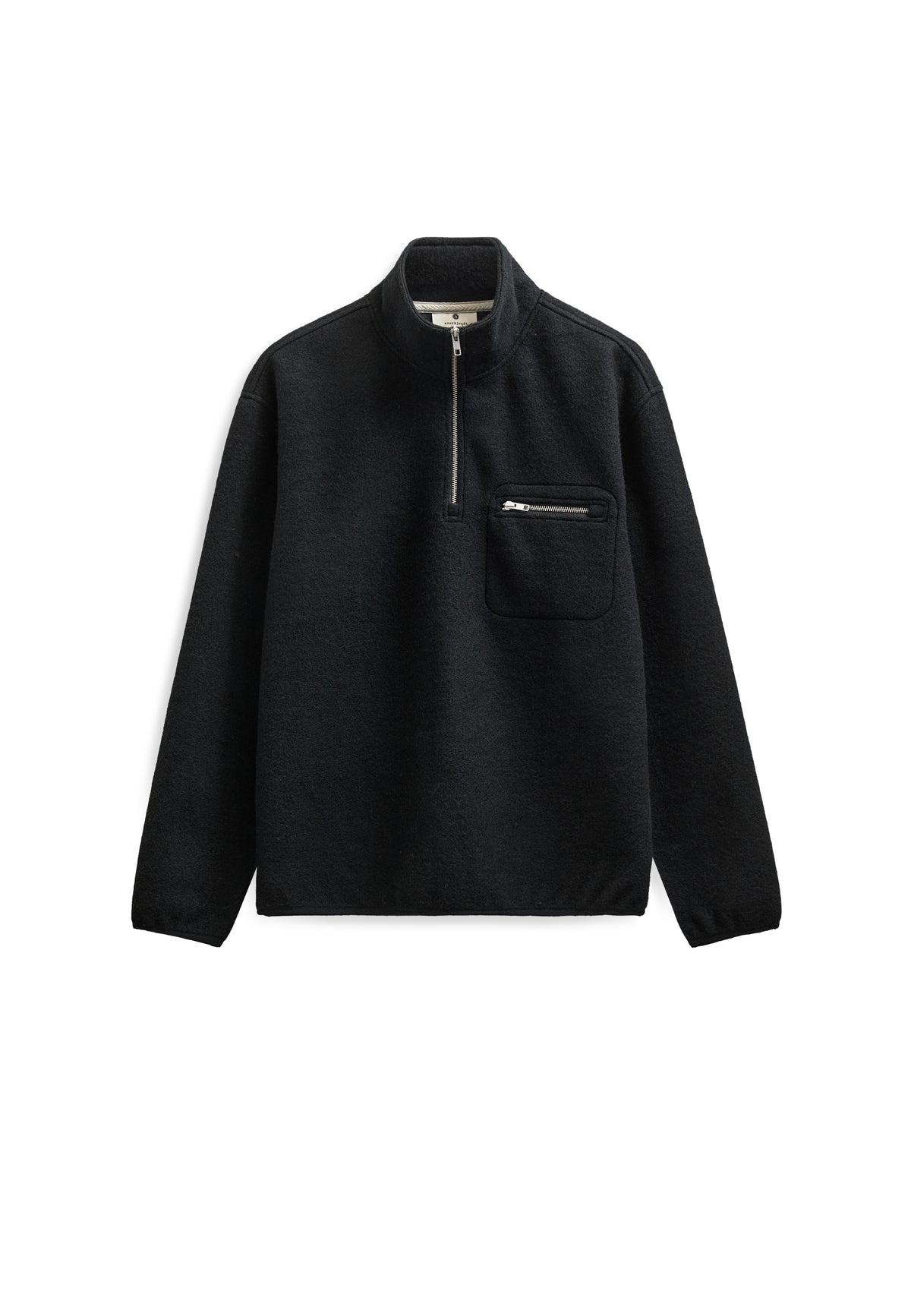 TONI HALF ZIP BOILED WOOL OS, Caviar - Anerkjendt