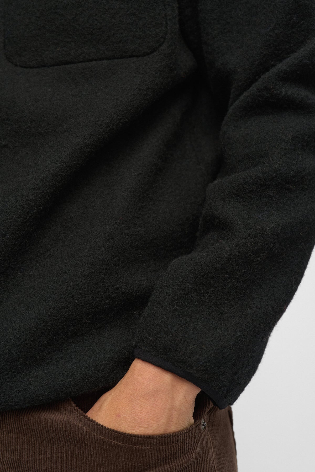 TONI HALF ZIP BOILED WOOL OS, Caviar - Anerkjendt