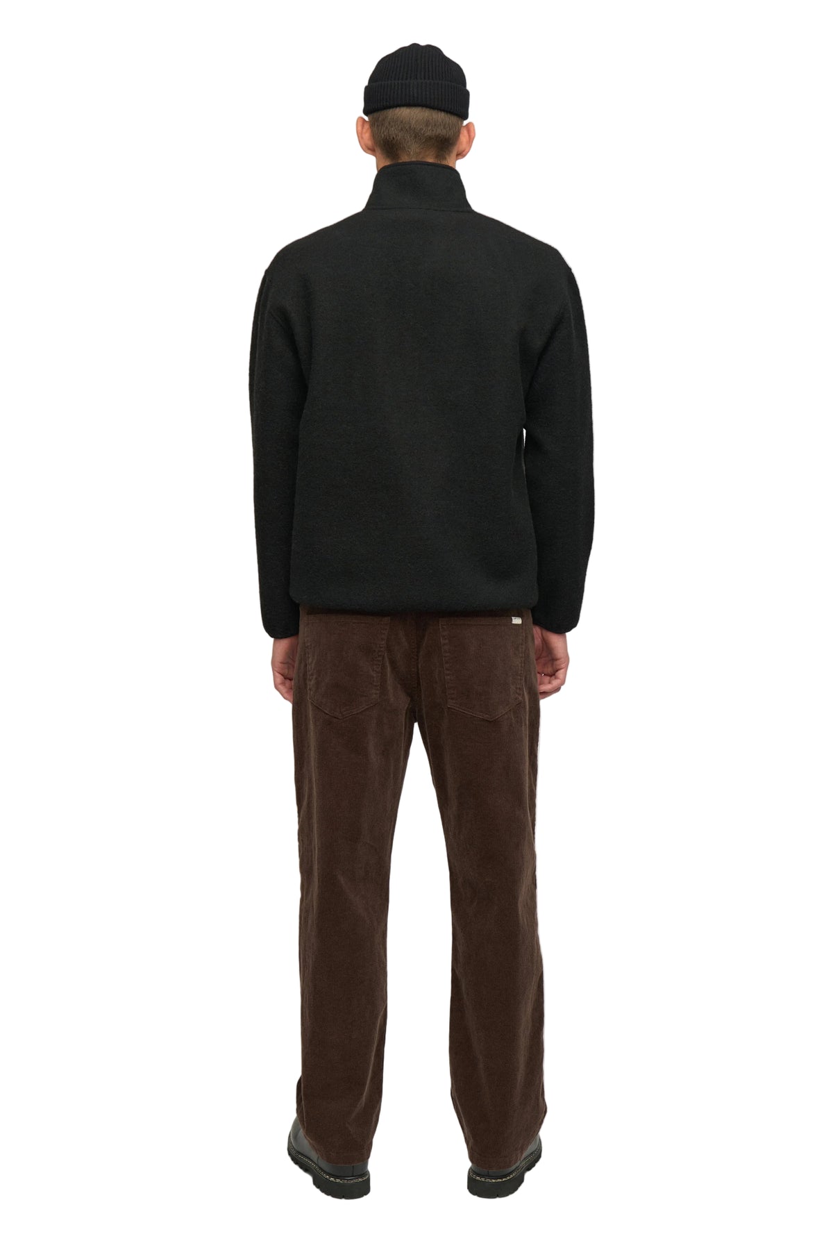 TONI HALF ZIP BOILED WOOL OS, Caviar - Anerkjendt