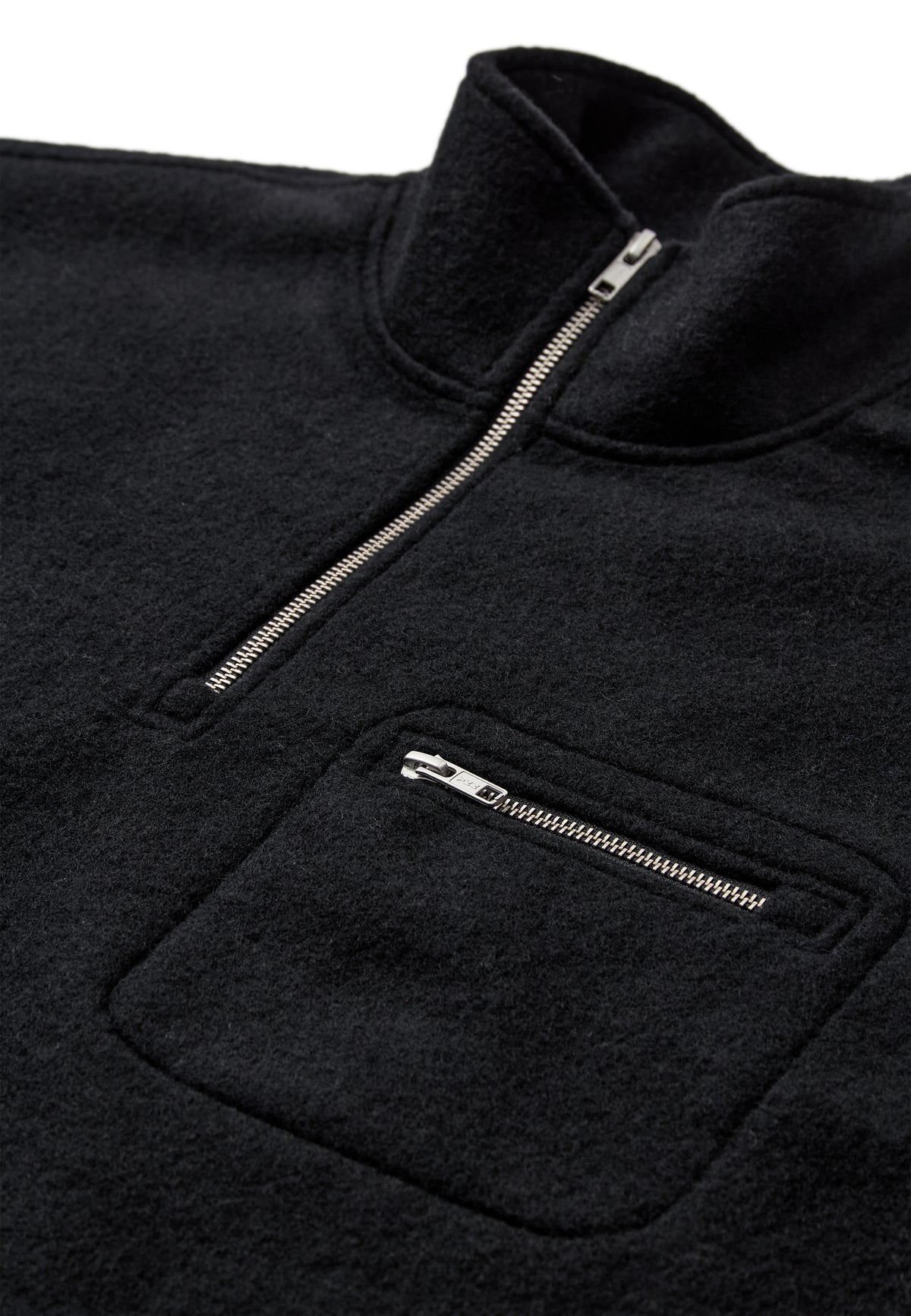TONI HALF ZIP BOILED WOOL OS, Caviar - Anerkjendt