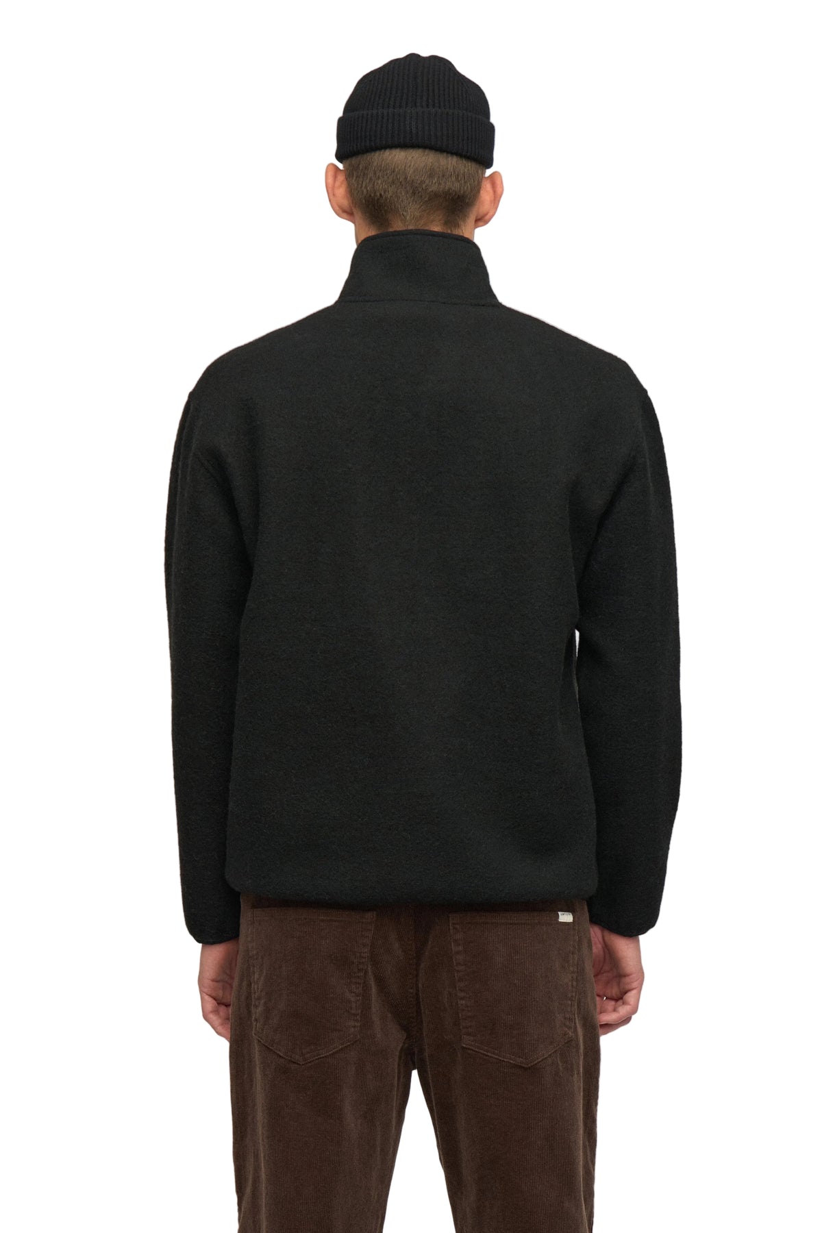 TONI HALF ZIP BOILED WOOL OS, Caviar - Anerkjendt