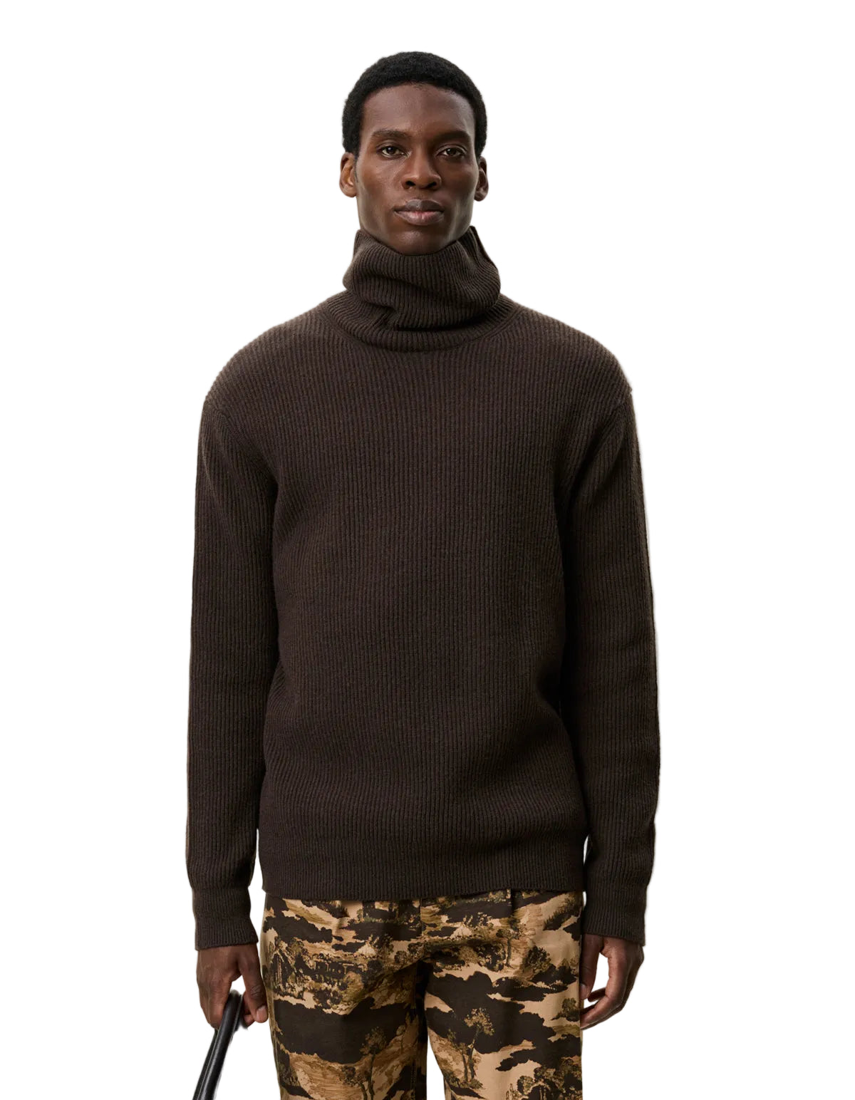 Wool Rib Rollneck Knit Delicioso Brown, vue 6