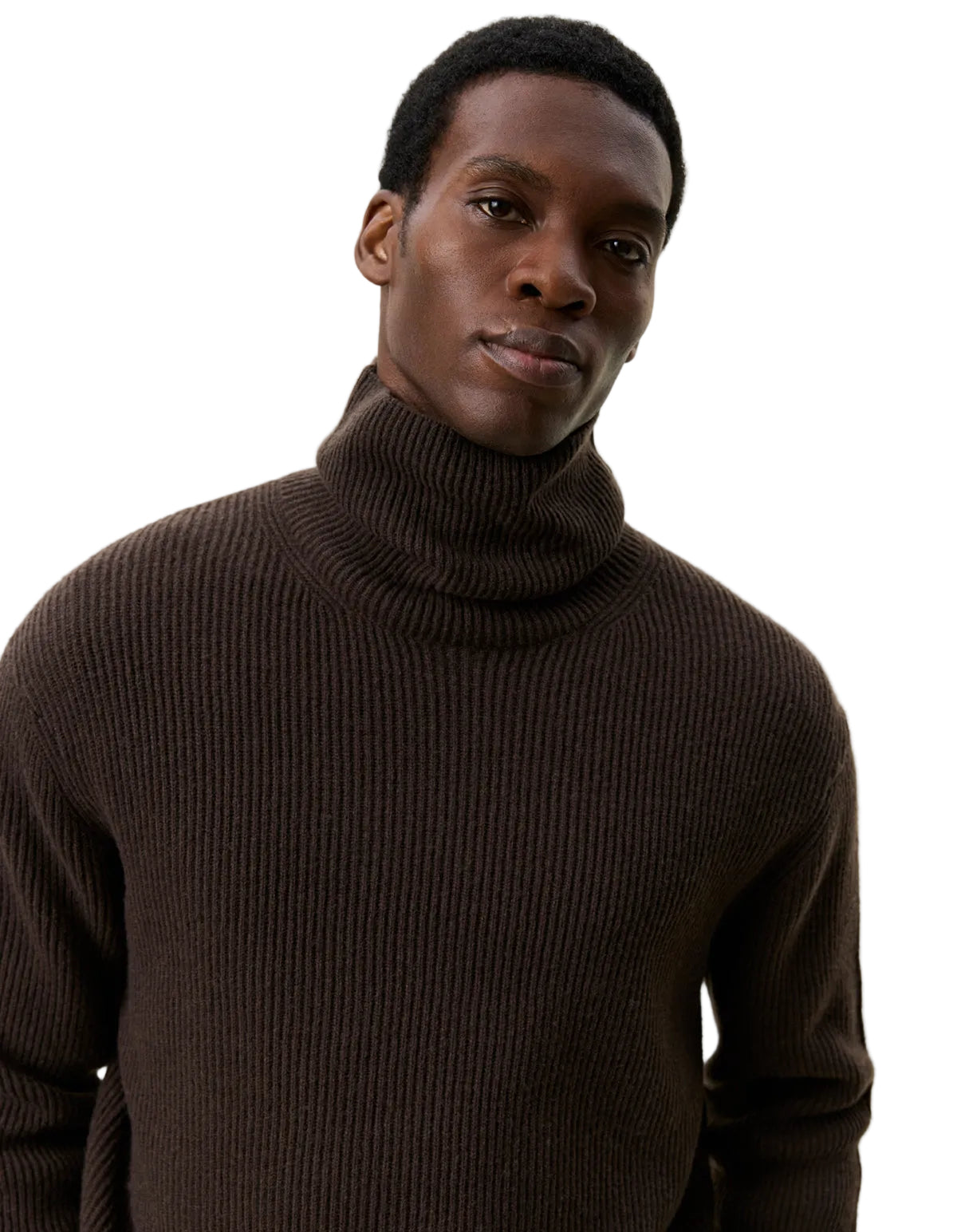 Wool Rib Rollneck Knit Delicioso Brown, vue 9