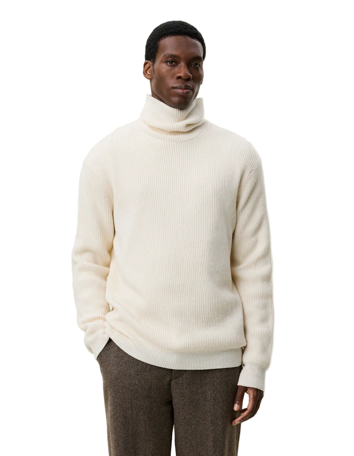 Wool Rib Rollneck Knit Ivory Melange, vue 3