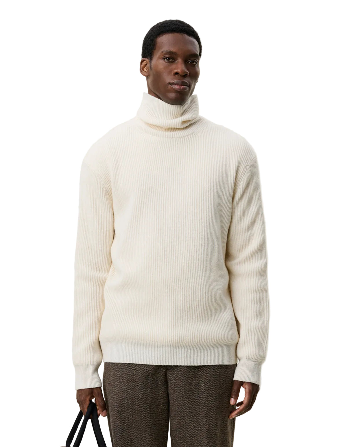 Wool Rib Rollneck Knit Ivory Melange, vue 2