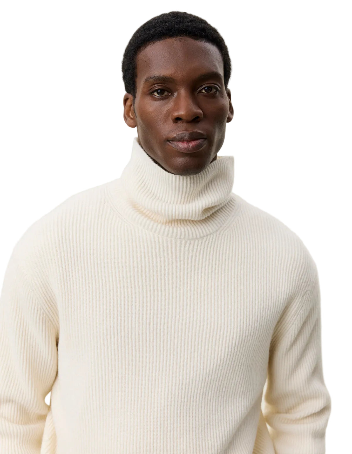 Wool Rib Rollneck Knit Ivory Melange, vue 5