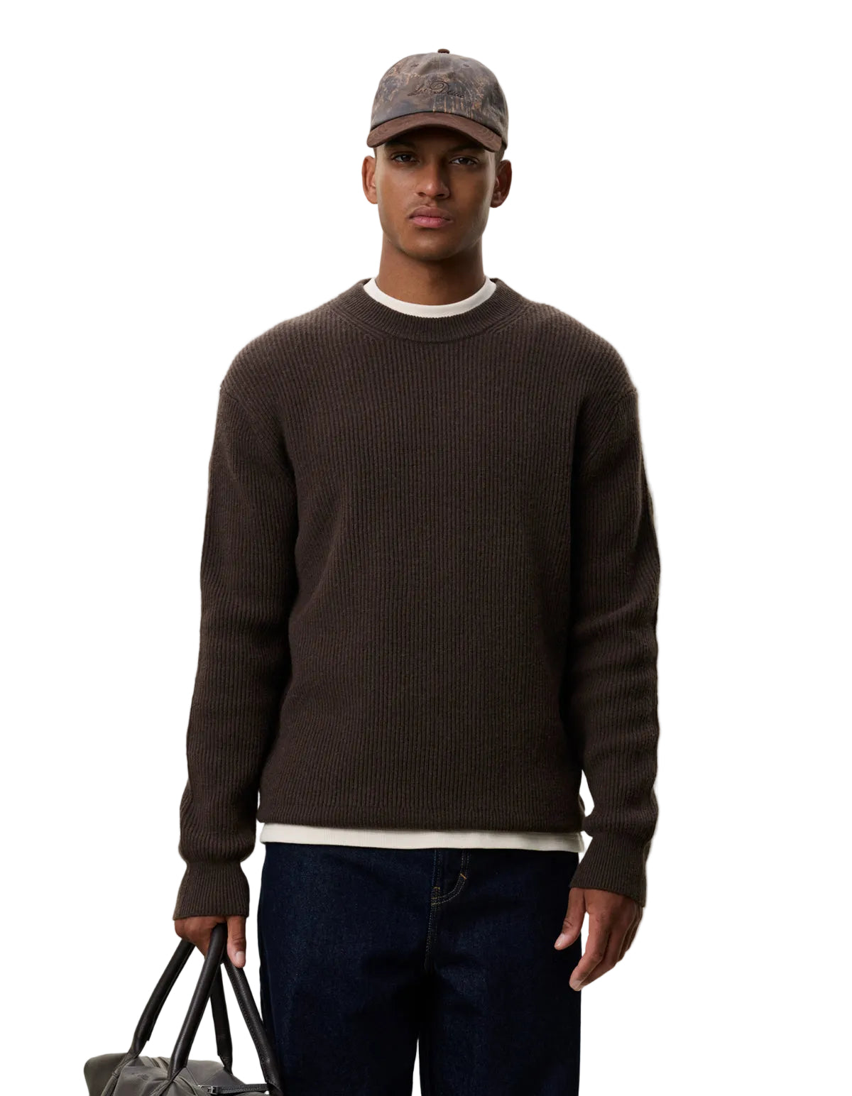 Wool Rib Roundneck Knit Delicioso Brown, vue 6
