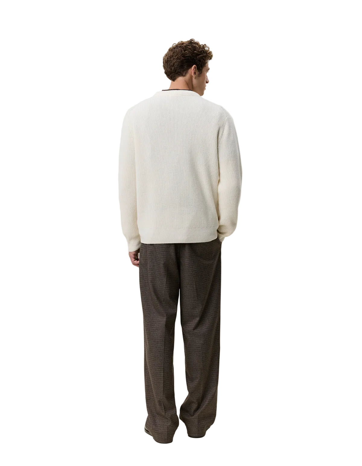 Wool Rib Roundneck Knit Ivory Melange, vue 5