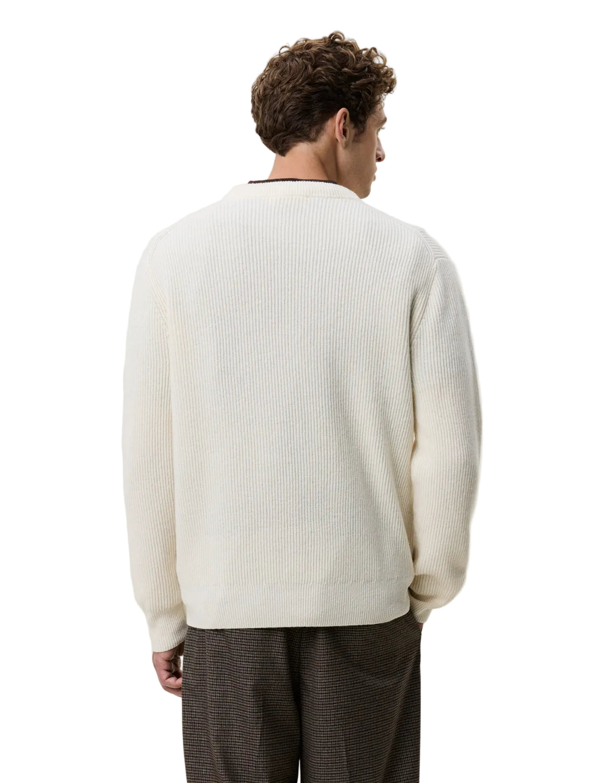 Wool Rib Roundneck Knit Ivory Melange, vue 4