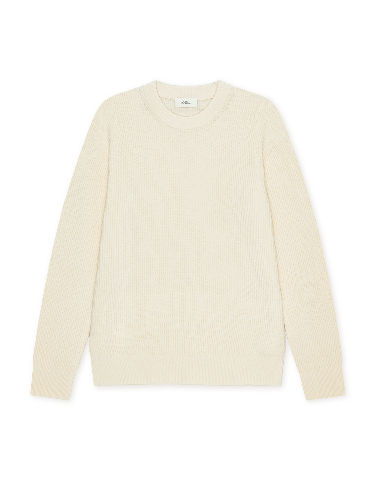 Wool Rib Roundneck Knit Ivory Melange, vue 1