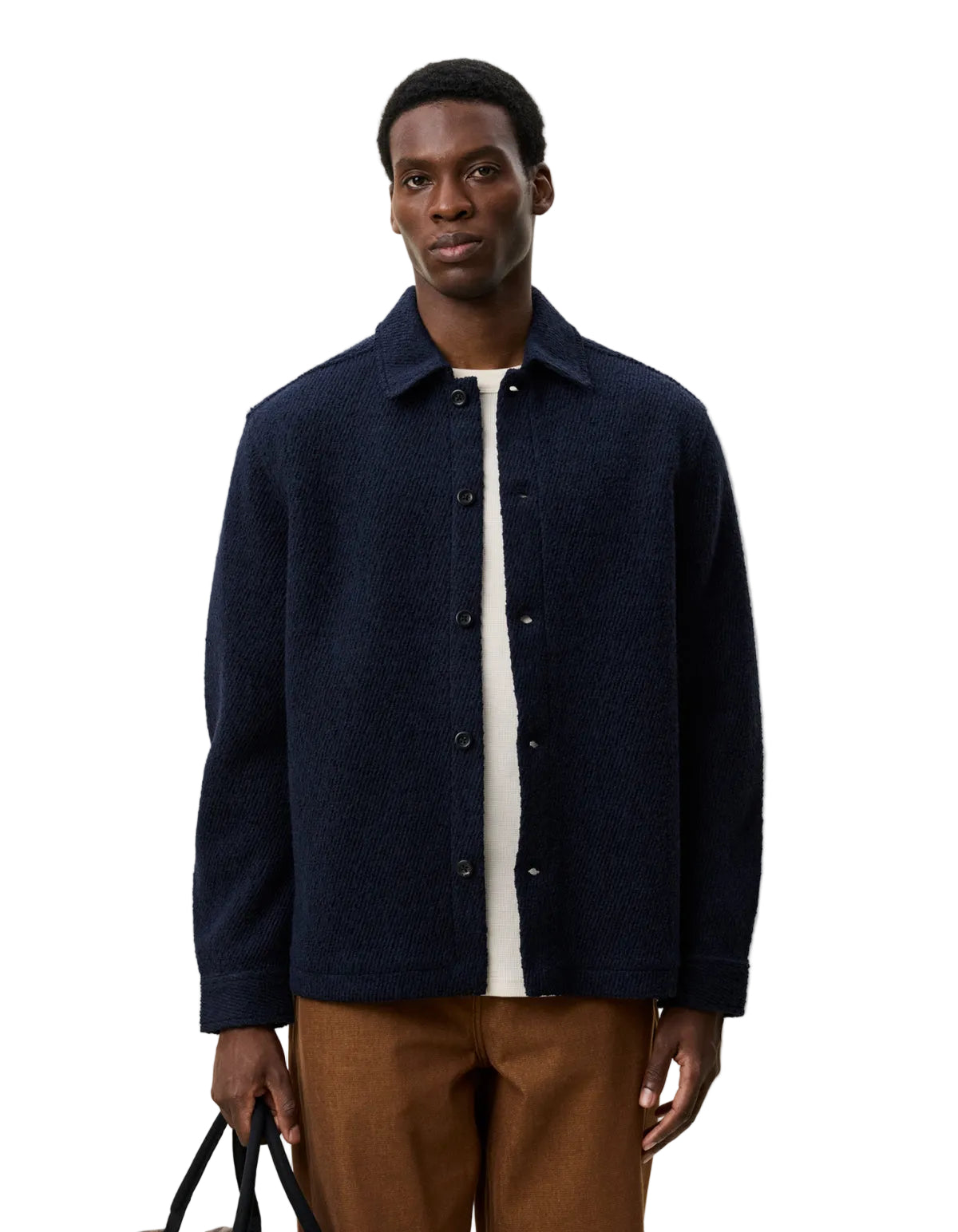 Wool Twill Overshirt Dark Navy Blue, vue 2