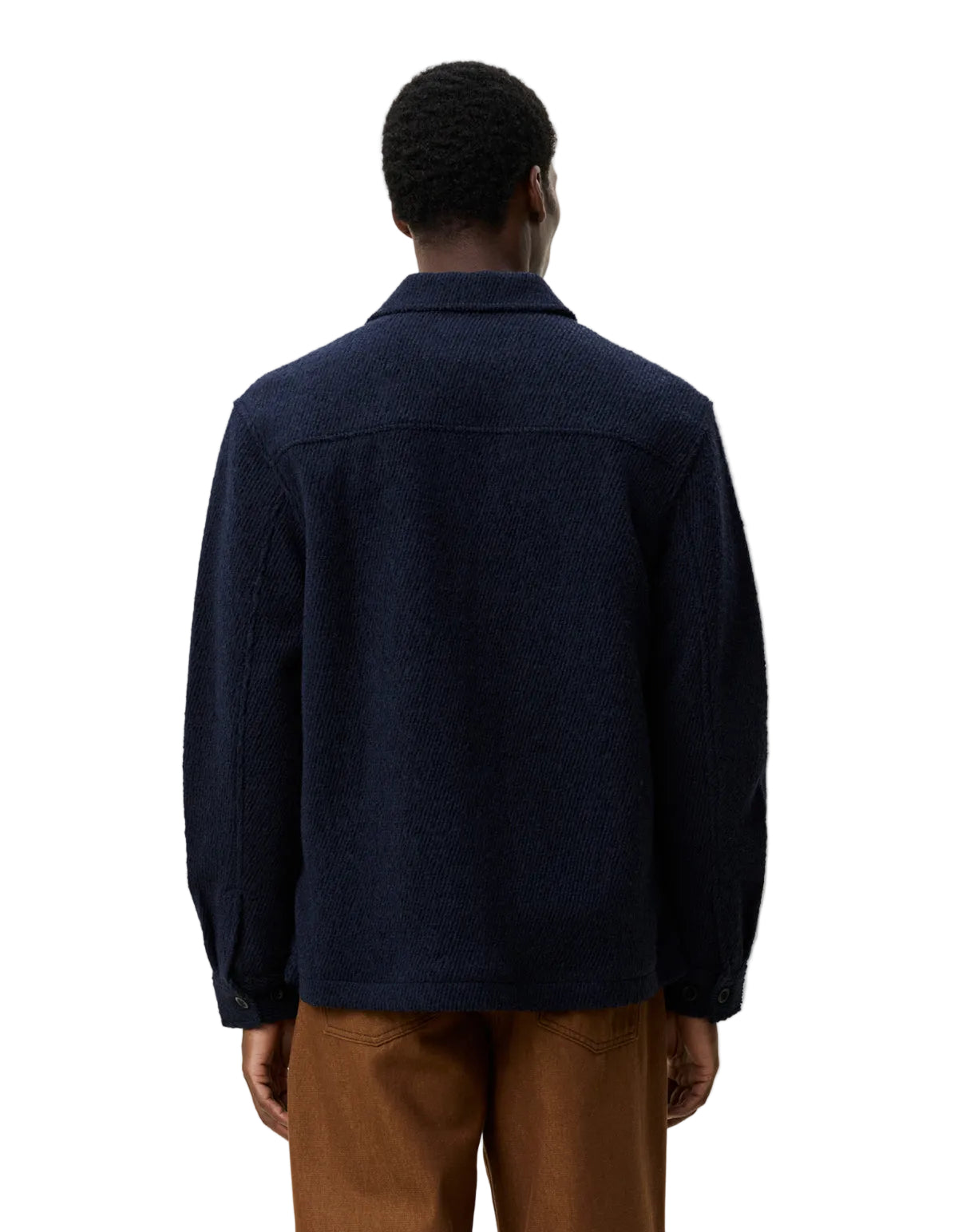 Wool Twill Overshirt Dark Navy Blue, vue 5