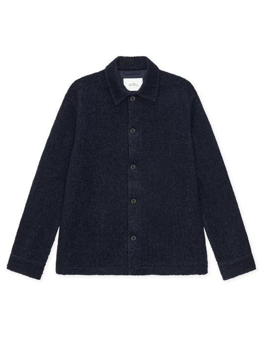 Wool Twill Overshirt Dark Navy Blue, vue 1