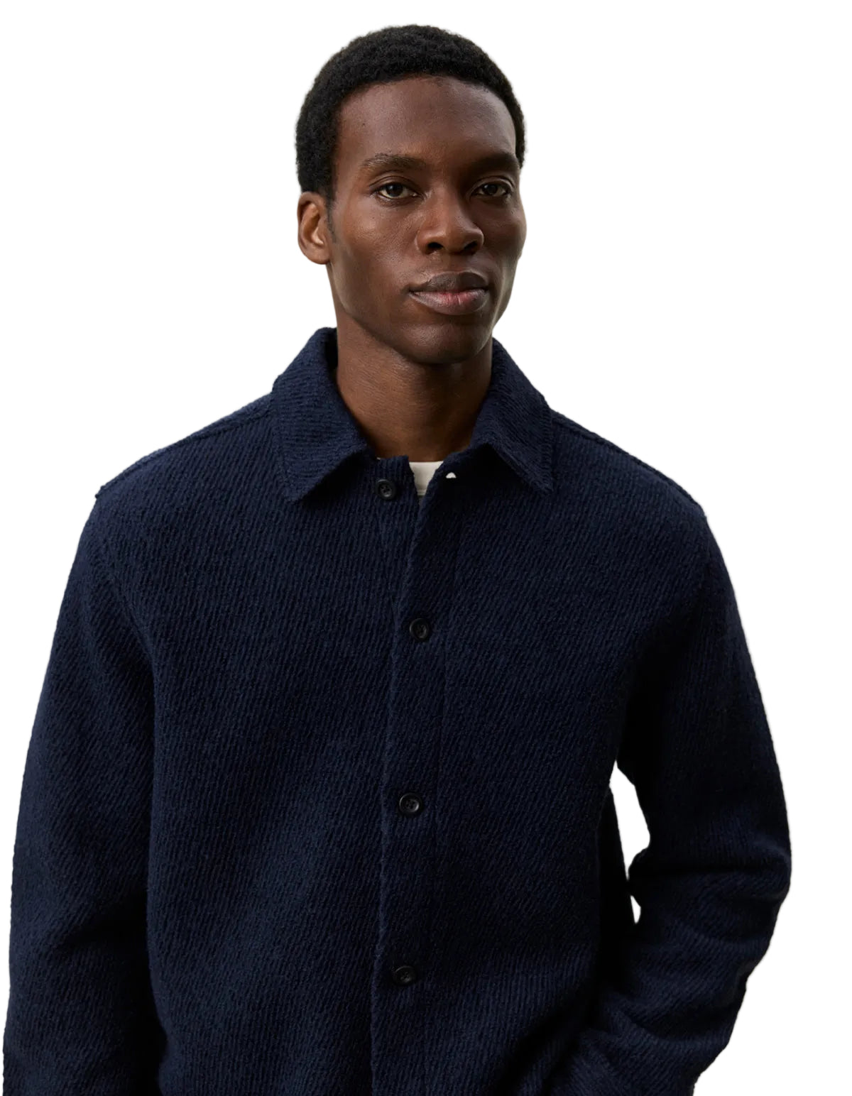 Wool Twill Overshirt Dark Navy Blue, vue 6