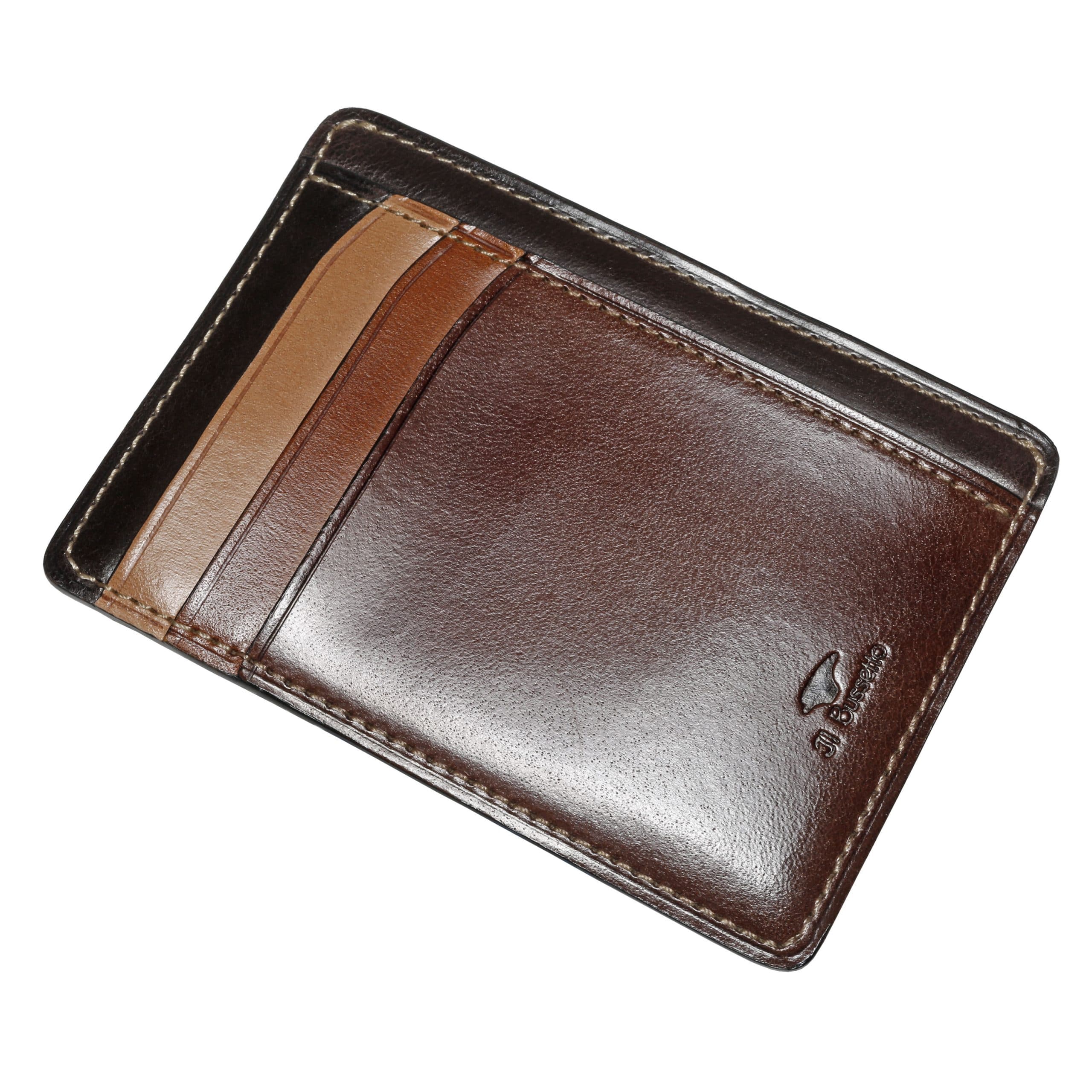 Card & Document Holder Coloured Leather Brown Il Bussetto