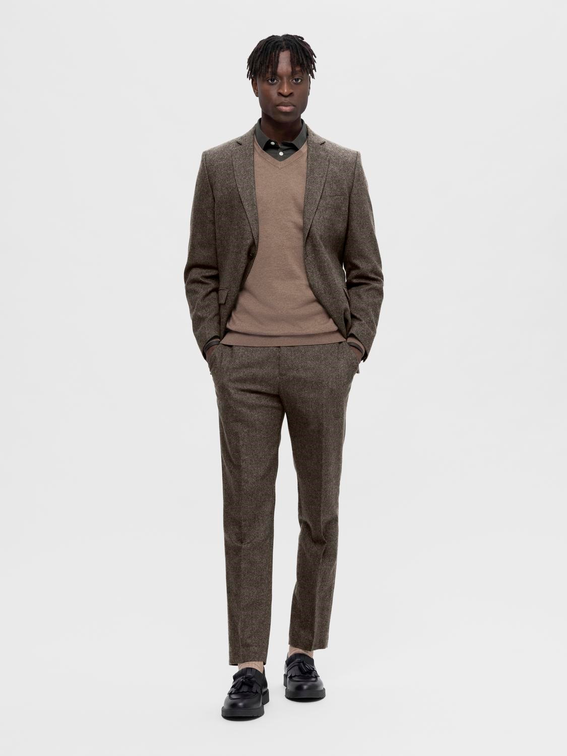Slim Isac Brown Structure Trousers
